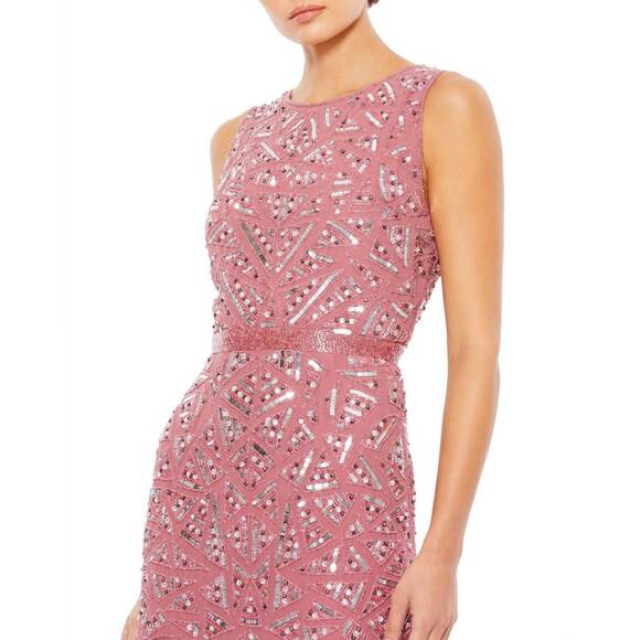 NEW MAC DUGGAL sequin midi dress in rosewood - Picture 3 of 3